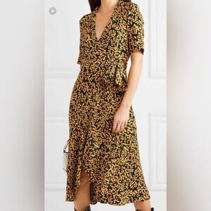 Ganni Black and Gold Long Sleeve Dress